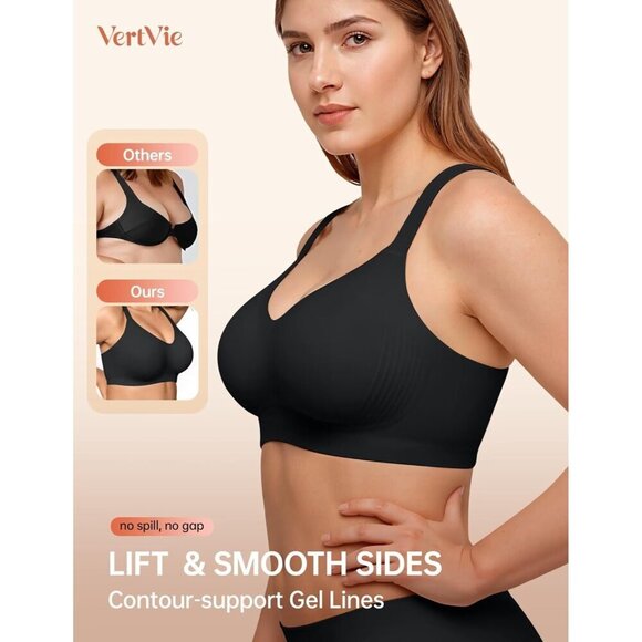 Women's Seamless Wireless Push Up Bra Full Coverage Support Plus Size - Picture 3 of 6